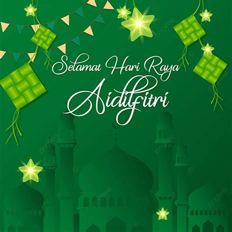 Selamat Hari Raya Aidilfitri Vector Ketupat With Islamic Background