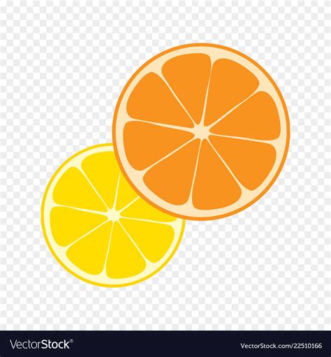 Orange With Lemon Icons On Transparent Background Vector Image