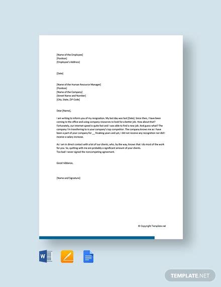 funny job resignation letter template word templatenet