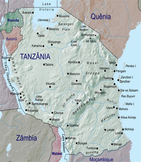 Mapa Da Tanzânia Viagens Tanzânia Pacotes Tanzânia