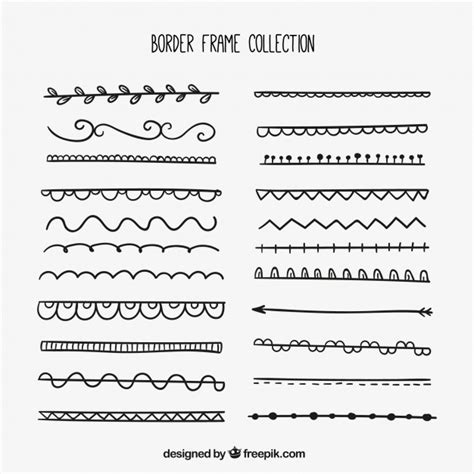 Collection Of Hand Drawn Decorative Borders Free Vector