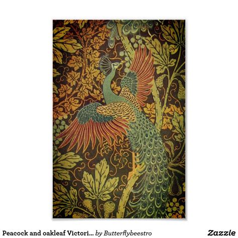 Customizable victorian posters & prints from zazzle. Peacock and oakleaf Victorian jacquard Poster | Zazzle.com ...