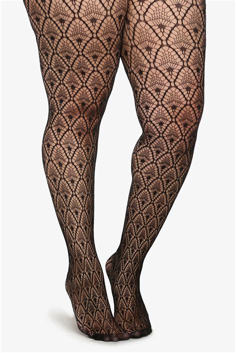 Black Fan Pattern Tights Patterned Tights Tights Shop Tights