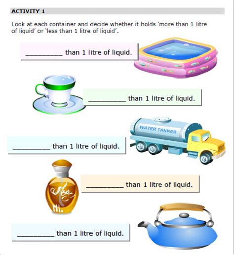 Volume Of Liquid Worsheet Measure Volume Of Liquids Using Standard Unit
