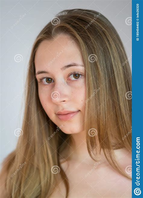 Portrait Of A Young Woman With Natural Blonde Hair Stock Photo Image