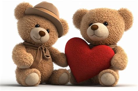 Premium Photo Two Teddy Bears Hugging A Heart For Valentines Day On