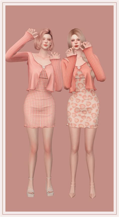 Patreon 심즈4 여심의상 Sudal Flower Button Cardigan And Dress 네이버 블로그