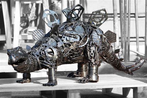 Metal Sculpture Dinosaur Dinosaur Unique Metal Art By Mari9art