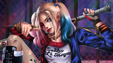 Harley Quinn Looking At Viewer Blue Eyes DC Comics Suicide Squad