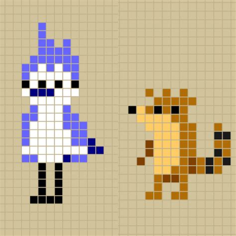 Mordecai And Rigby From The Regular Show Perler Bead Patterns Designed