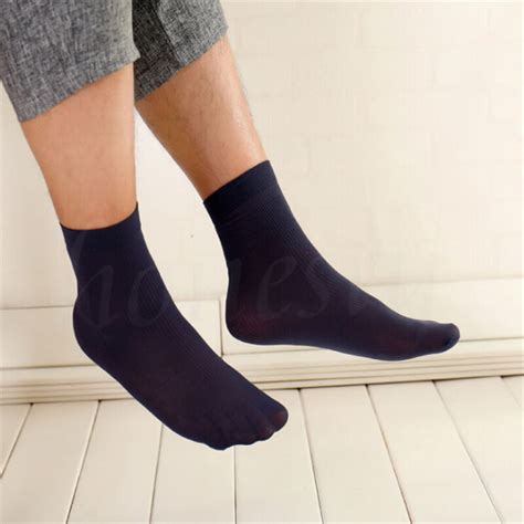 10 pairs men s business socks thin stretchy striped summer silk socks comfy ebay
