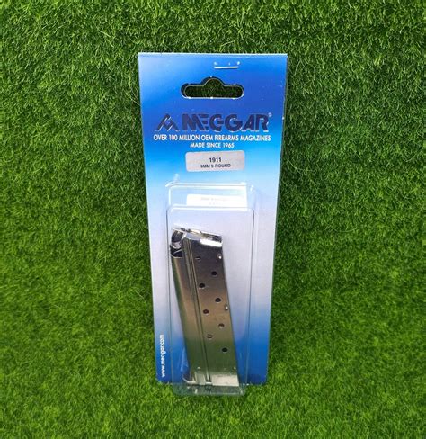 Mec Gar 1911 Government 9 Round 9mm Luger Pistol Magazine Nickel