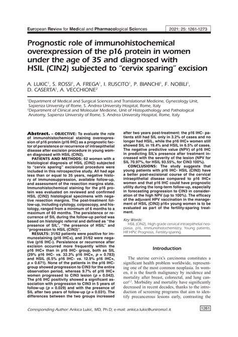 Pdf Prognostic Role Of Immunohistochemical Overexpression Of The P16