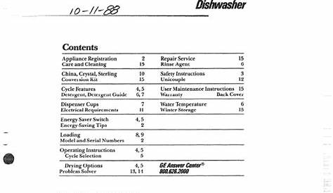GE Dishwasher Manual | Dishwasher | Domestic Implements | Free 30-day