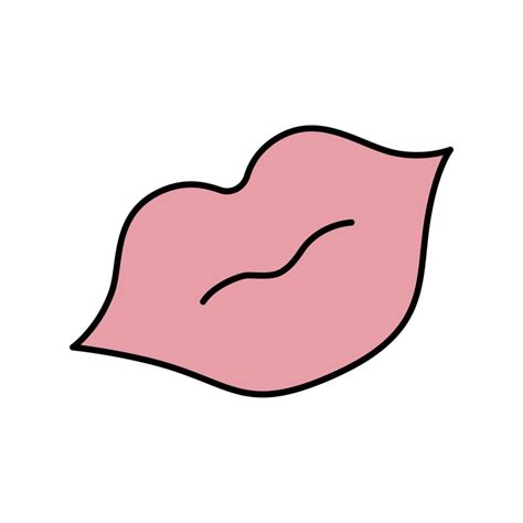 Ilustración Vectorial De Labios Rosados En Estilo Garabato Signo De Beso De Dibujos Animados