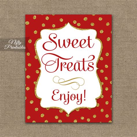 Put these labels on your spice jars for a beautiful classic look! Sweet Treats Dessert Sign - Red Gold Holiday - Nifty ...