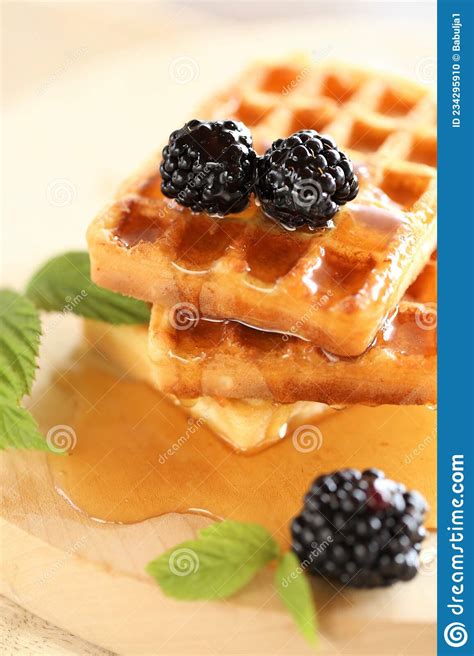 Belgian Wafflesbaking With Honeytasty Breakfastwaffles With Honey