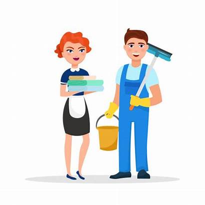 Cartoon Cleaning Service Staff Background Housekeeping Uniform