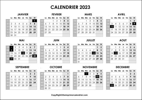 Calendrier Imprimable 2023 The Imprimer Calendrier
