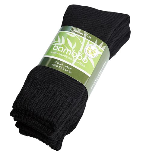 Bamboo Textiles Extra Thick Work Socks Black 6 10 3 Pack
