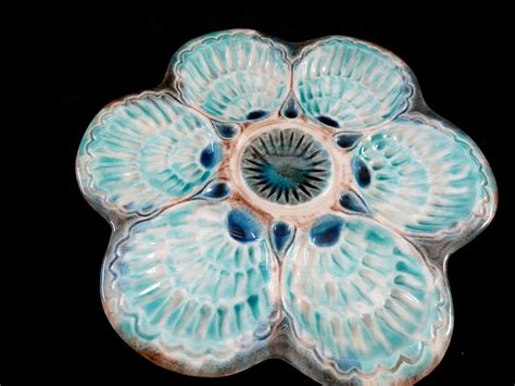 1 Rare Marcel Guillot Oyster Plate French Majolica Pottery Vintage