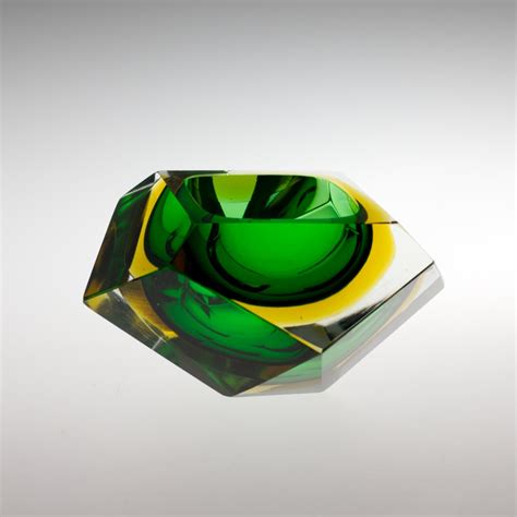 Murano Sommerso Green Faceted Glass Bowl By Flavio Poli 1960´s For Sale At 1stdibs Green