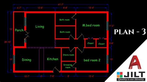 Making A Simple Floor Plan 3 In Autocad 2018 Youtube