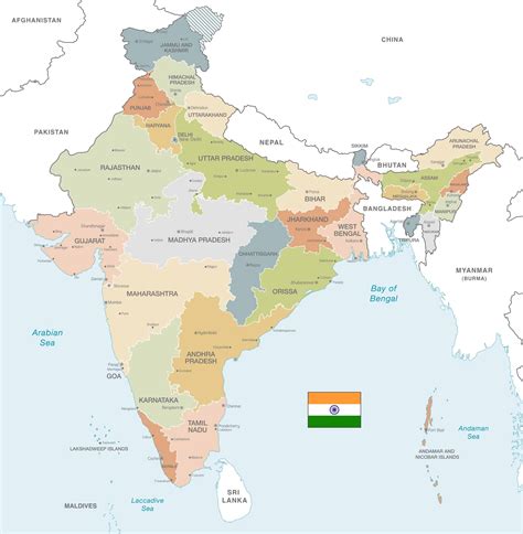 Political Map Of India Sevya Handmade