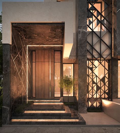 Main Entrance Private Villa Kuwait 500 M Sarah Sadeq Architectes