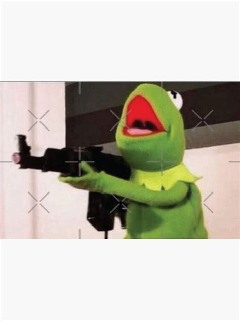 Kermit The Frog Holding Gun Art Print By Theredfoxs Redbubble