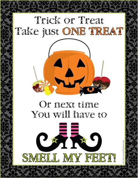 Free Printable Take One Treat Halloween Sign