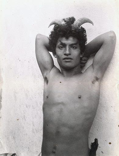 A Sicilian Boy Posing As Pan Wearing Horns Naked From The Free