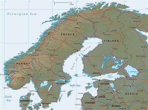 Physical Map Of Scandinavia Large Detailed Map Of Sca
