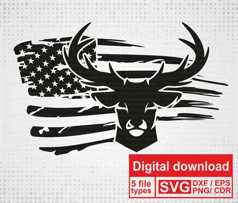 Distressed flag american svg. deer head silhouette svg vector. deer