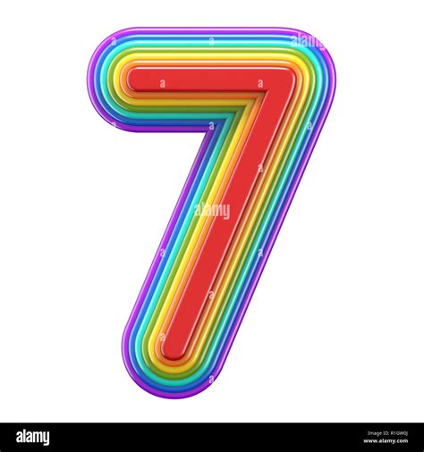 Concentric Rainbow Number 7 Seven 3d Rendering Illustration Isolated On