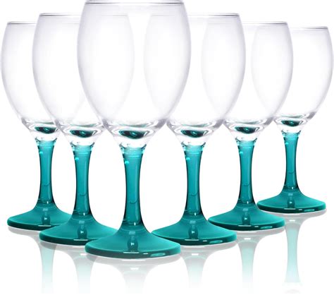Tabletop King Colored Wine Glasses Set Of 6 Colorful Stem Wine Glasses 10 Oz