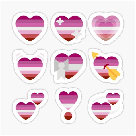 Lesbian Pride Heart Emojis Sticker For Sale By Xhaf3ri Redbubble