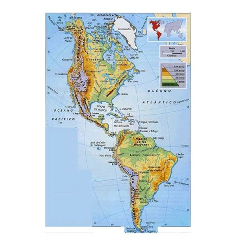 Mapa Mural Laminado Continente Americano Físicopolítico Batik