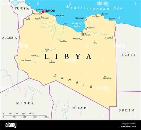 Labeled Map Of Libya With States Capital Cities