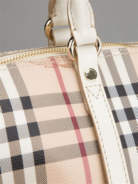 Burberry Haymarket Checked Tote In Natural Lyst