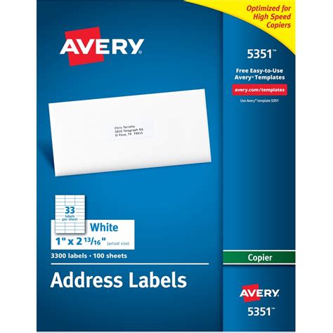 Avery 5351 Avery White Mailing Labels Ave5351 Ave 5351 Office