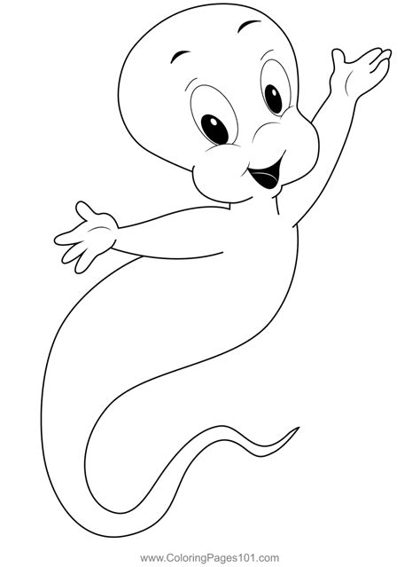 Happy Ghost Casper Coloring Page For Kids Free Casper Printable