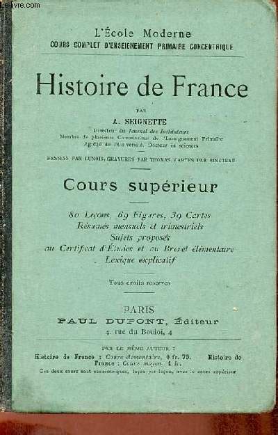 Histoire De France Cours Supérieur Lécole Moderne Cours Complet D