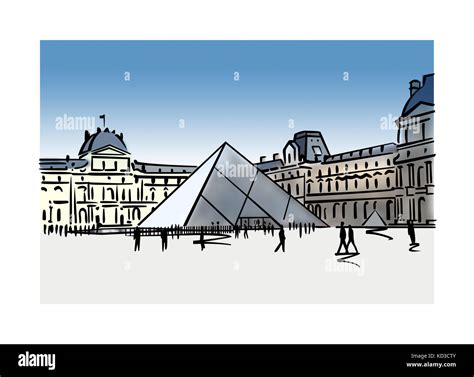 Illustration Of The Louvre Pyramid In Paris France Stock Photo Alamy