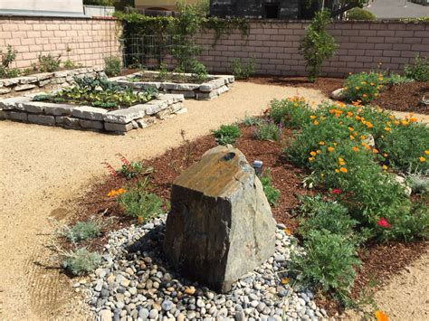 Sustainable Native And Edible Backyard With Raised Broken Concrete