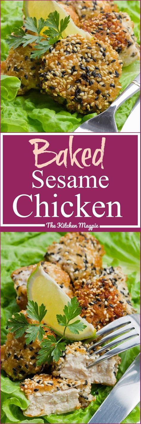 Oven baked sesame chicken is crunchy, saucy, and so delicious. Baked sesame chicken | Chicken recipes, Main dish recipes ...