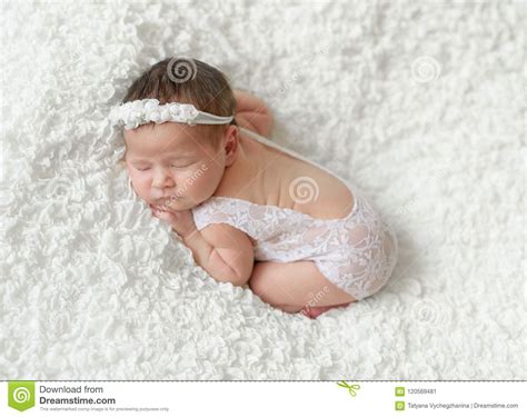Sleeping Newborn Baby Girl Stock Image Image Of Innocence 120569481