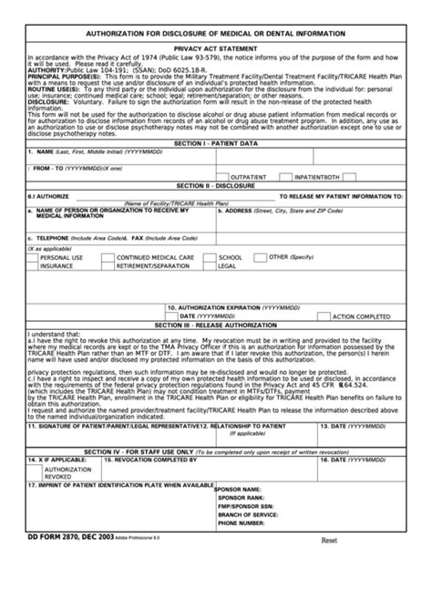 Medical Release Form Dd 2870 Su Hesbani