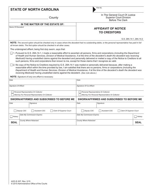 Form Aoc E 307 Fill Out Sign Online And Download Fillable Pdf North