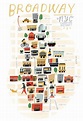 BROADWAY / NYC Theater District // map illustration | Theater district ...